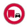 Depasirea interzisa autovehiculelor destinate transportului, semne de circulatie